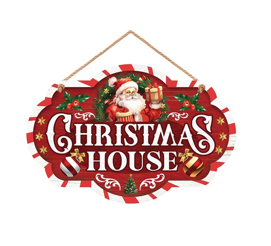 Sinal vermelho da casa de Natal 30x20 cm