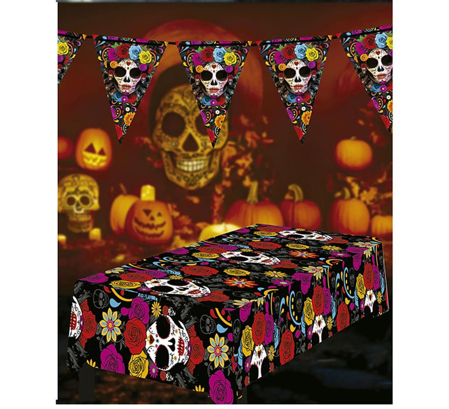 Colorful Catrina tablecloth 137x274 cm