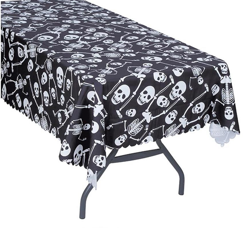 Bones black fabric tablecloth 177x134 cm