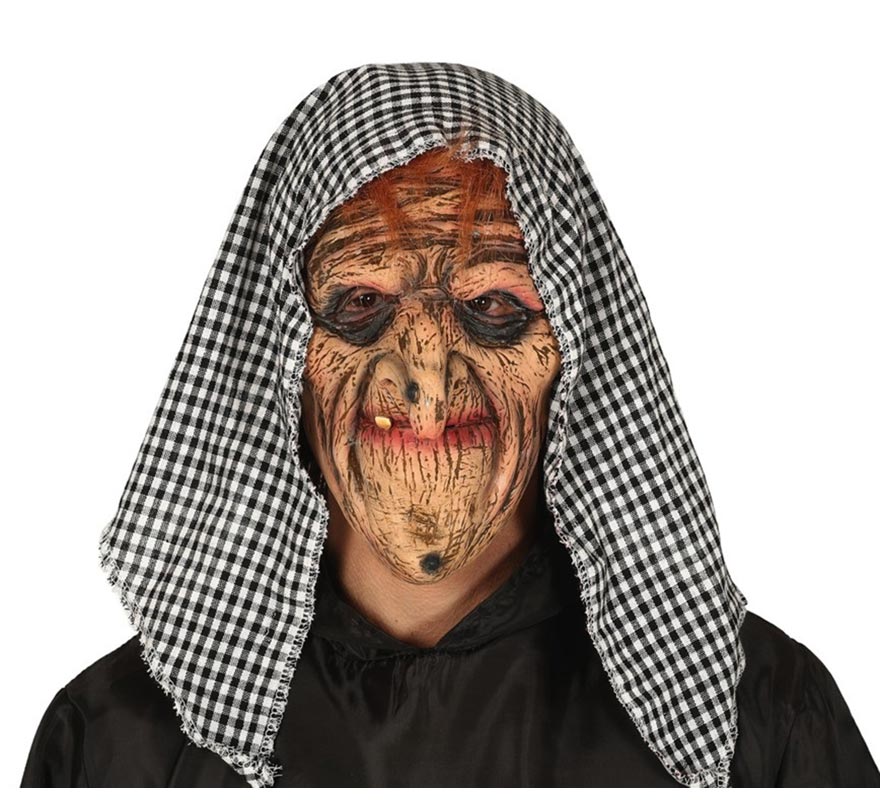 Máscara de bruxa com capuz