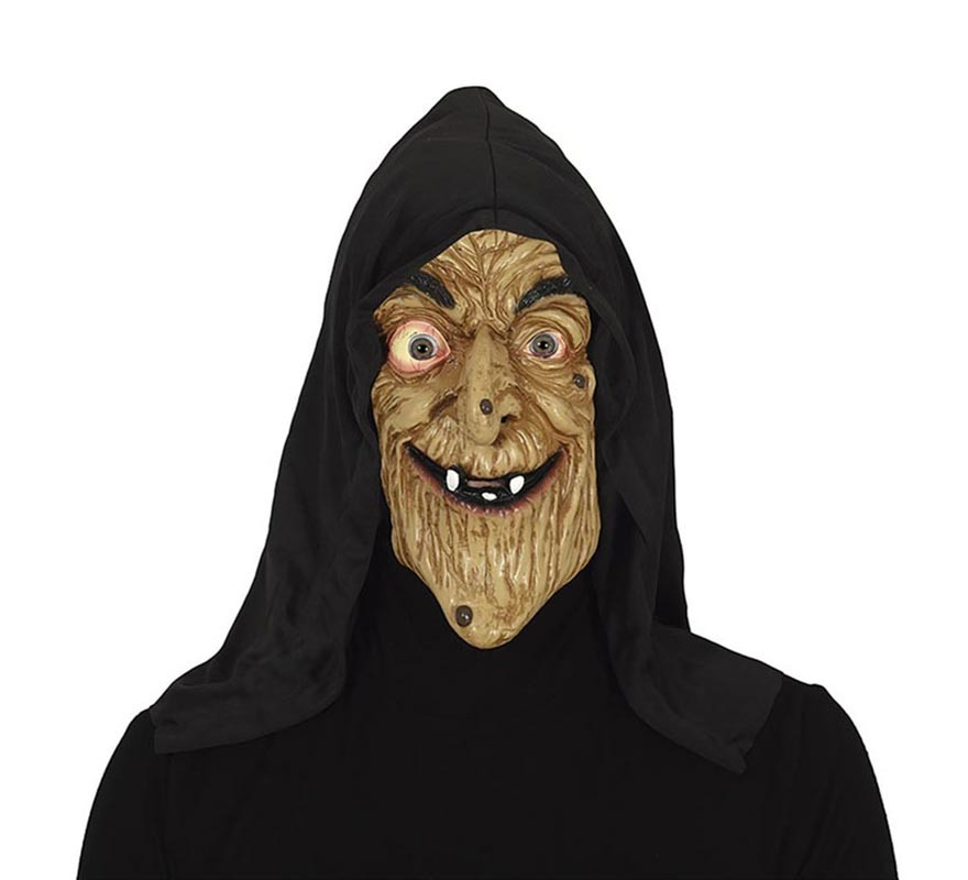 Máscara de bruxa com capuz em pvc