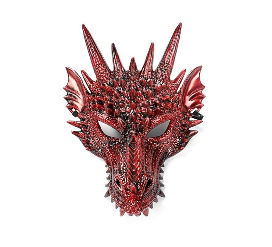 Máscara de Dragão Vermelho com Chifres
