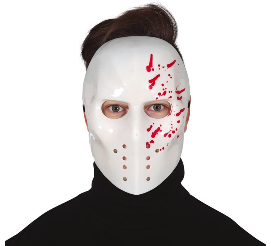 Máscara de hóquei branca com sangue de PVC