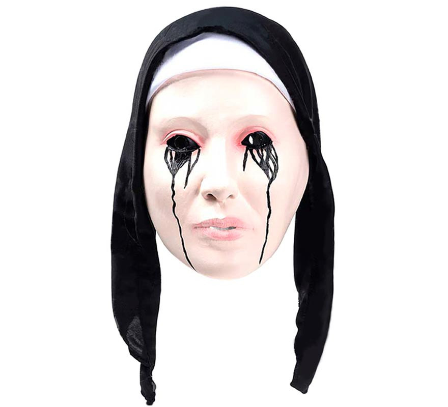 Nun Mask Crying Blood black latex