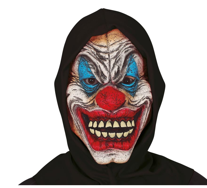 Máscara de palhaço com capuz negro