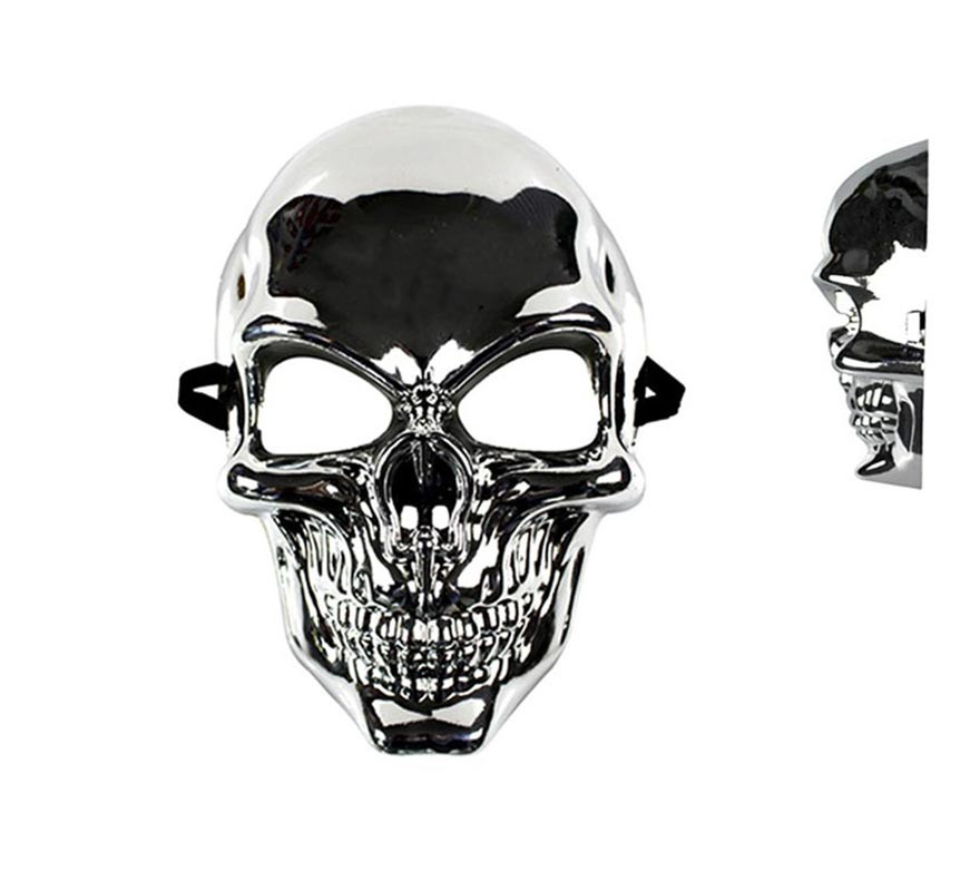 Máscara de caveira com efeito metálico