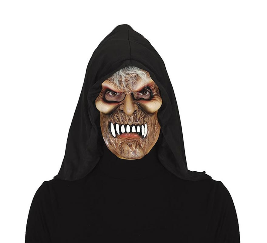 Máscara de vampiro envelhecida com capuz em pvc
