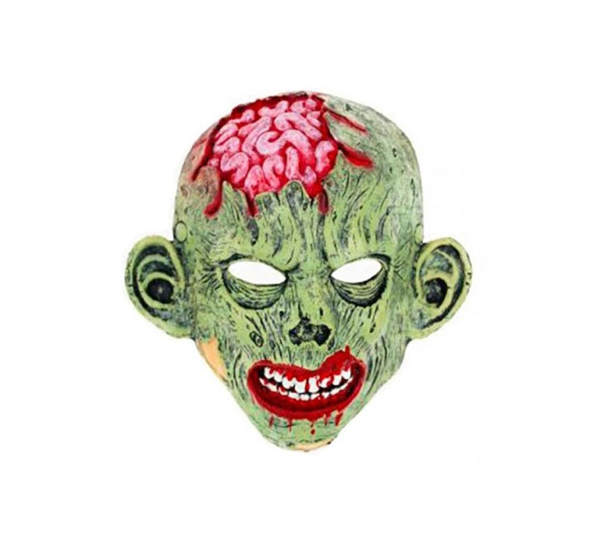 Máscara de zumbi com cérebro aberto