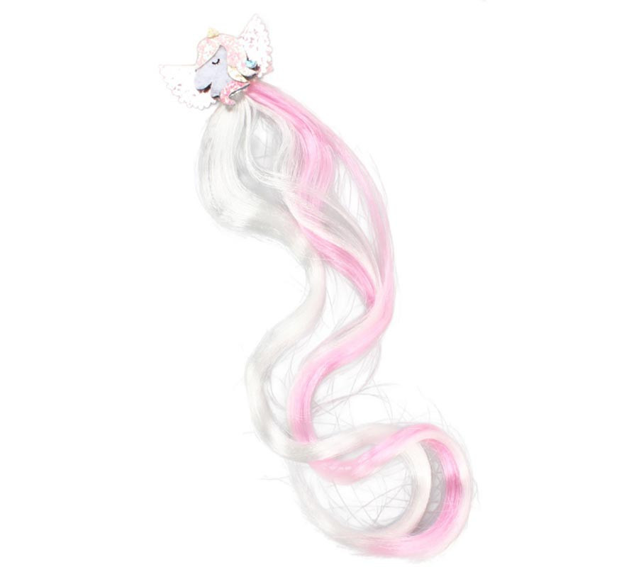 Tufo de unicórnio rosa e prateado com laço