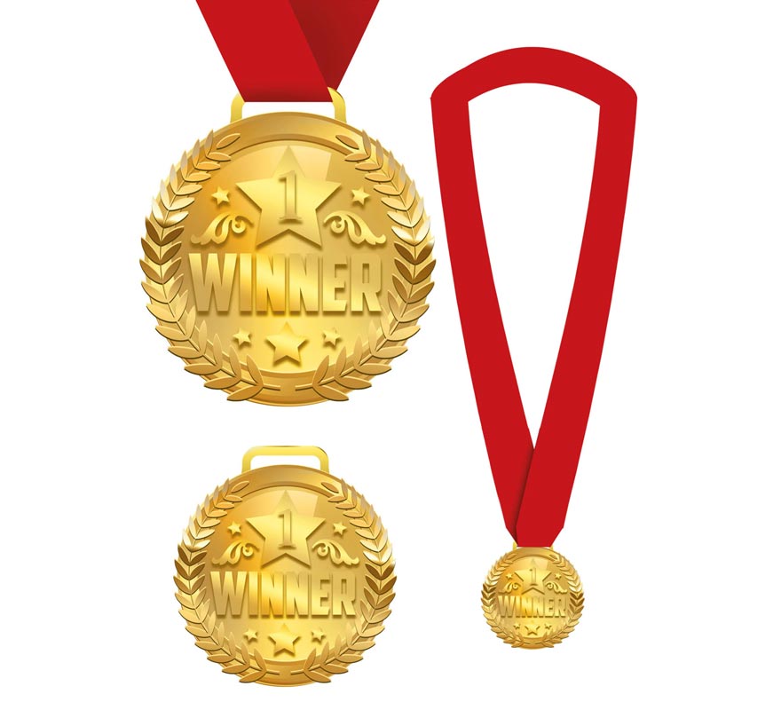 Winner Medal with Red Ribbon Winner Medal with Red Ribbon