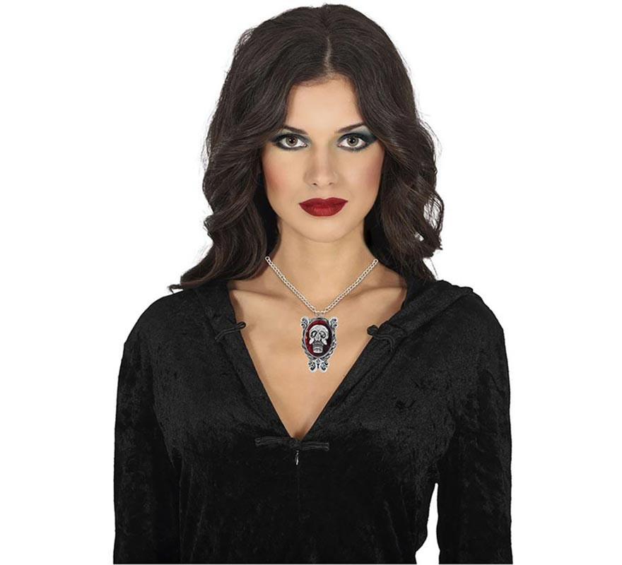 Medalhão pirata com pedra vermelha de 5 cm