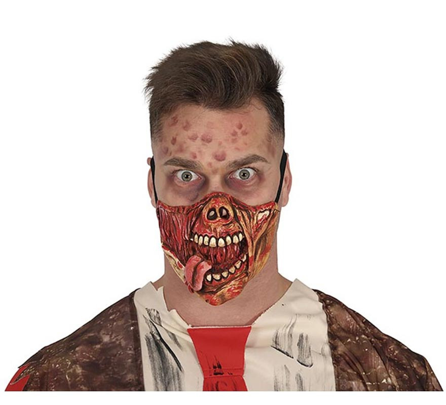 Meia máscara de caveira sangrenta de látex