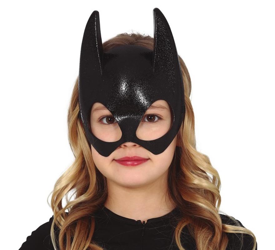 Meia máscara de morcego preto infatil de PVC