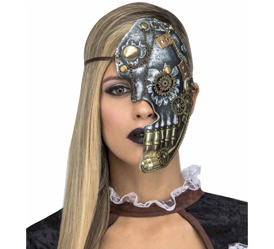 Steampunk Half Mask with Chain