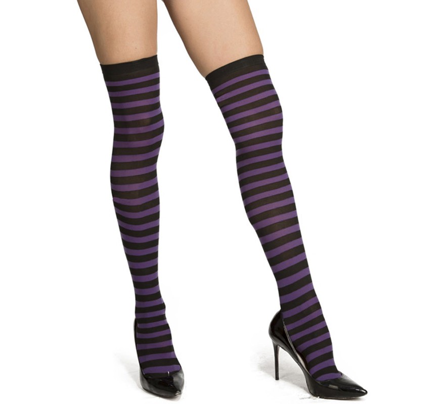 Black and Purple Striped Tights