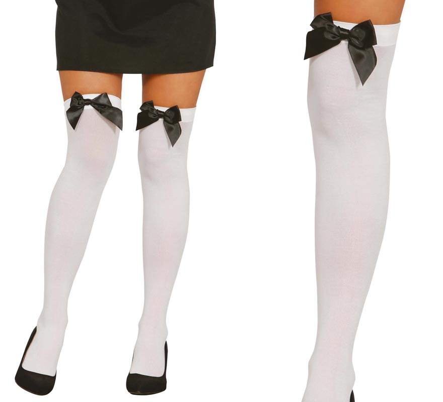White stockings with black bow
