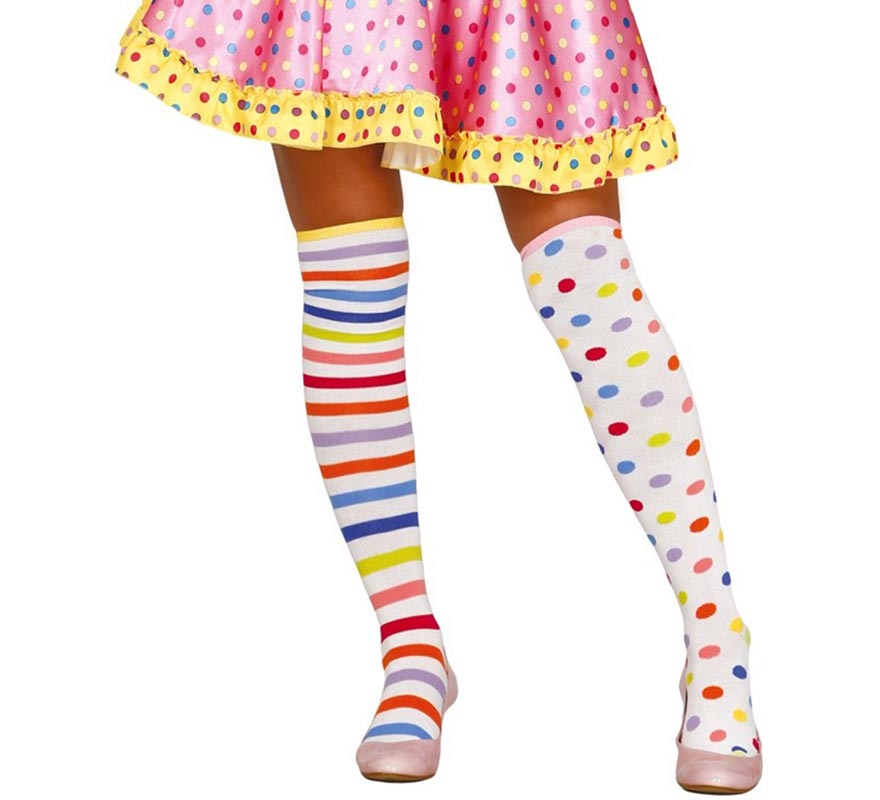 Meia-calça listrada e com bolinhas Meia-calça listrada e com bolinhas