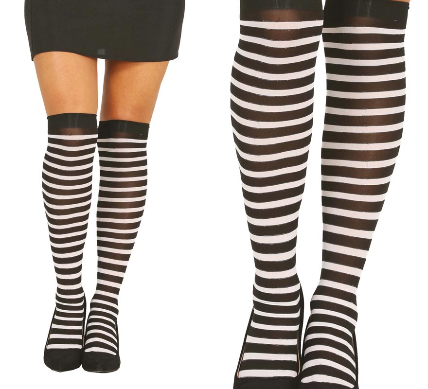 Meias Pretas com Listras Brancas