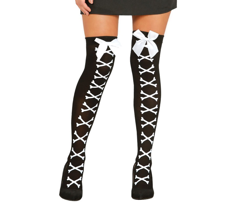 Meias de pirata com laço branco