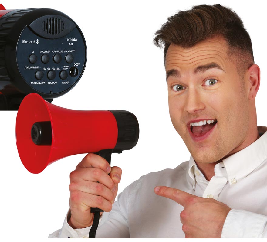 Megafone multifuncional vermelho de 20 cm Megafone multifuncional vermelho de 20 cm