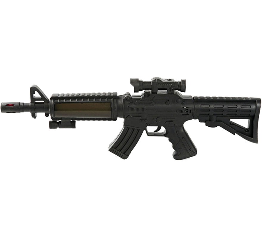 Black Submachine Gun with Light and Sound 49x16 cm
