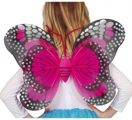 Asas de fúcsia e borboleta preta de 50x39 cm