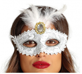 Máscara branca com caneta