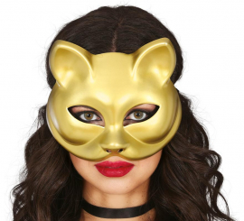 Máscara de gato dourado adulto