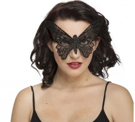 Máscara gótica de renda borboleta preta