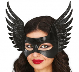 Máscara preta com asas para adulto