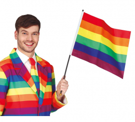 Bandeira Arco-Íris com Stick 35X45 cm