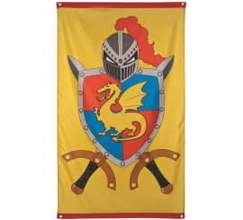 Bandeira Medieval Amarela com Escudo 150 x 90 cm