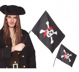 Bandeira pirata com vara 42X30 cm