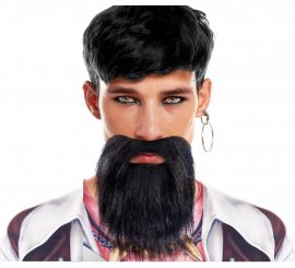 Barba preta longa e escura