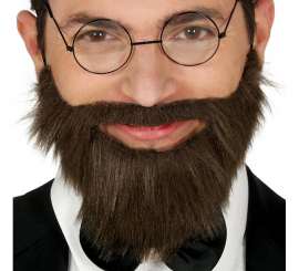 Brown Beard and Mustache with Elastic Band