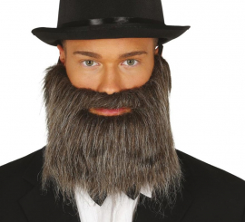 Gray Beard and Mustache with Elastic Band