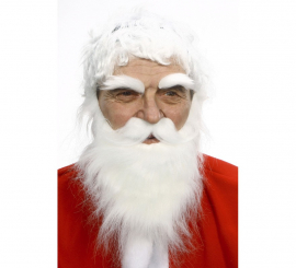 Mustache with white beard and eyebrows