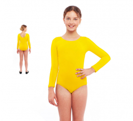 Body ou jersey amarelo de manga comprida para menina