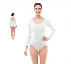 Body ou jersey branco de manga comprida para mulher