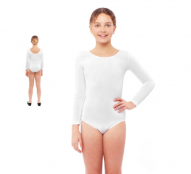 Body ou jersey branco de manga comprida para menina