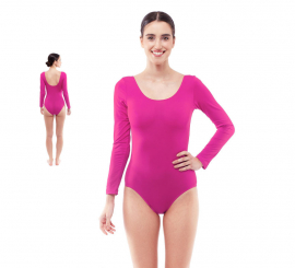 Body ou jersey fúcsia de manga comprida para mulher