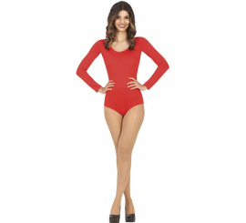 Body ou camisa vermelha de manga comprida para mulheres