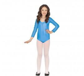 Body ou collant de manga comprida metálico turquesa para crianças