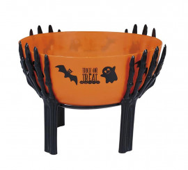 Orange bowl with skull hands support 26x18 cm