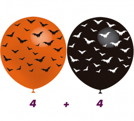 Bag of 8 Bat Balloons in 2 colors of 95 cm