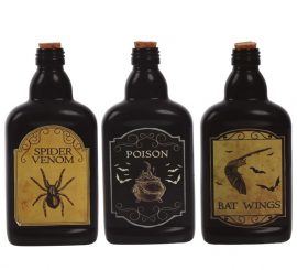 Frascos de veneno de vidro sortido de 19 cm