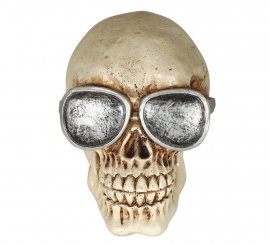 Caveira com Óculos de Resina 11 cm