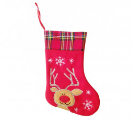 Christmas sock with embroidered reindeer 42X27 cm