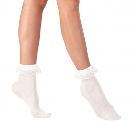 Meias brancas com babados de renda 70 DEN