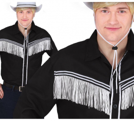 Camisa cowboy adulta preta com franjas